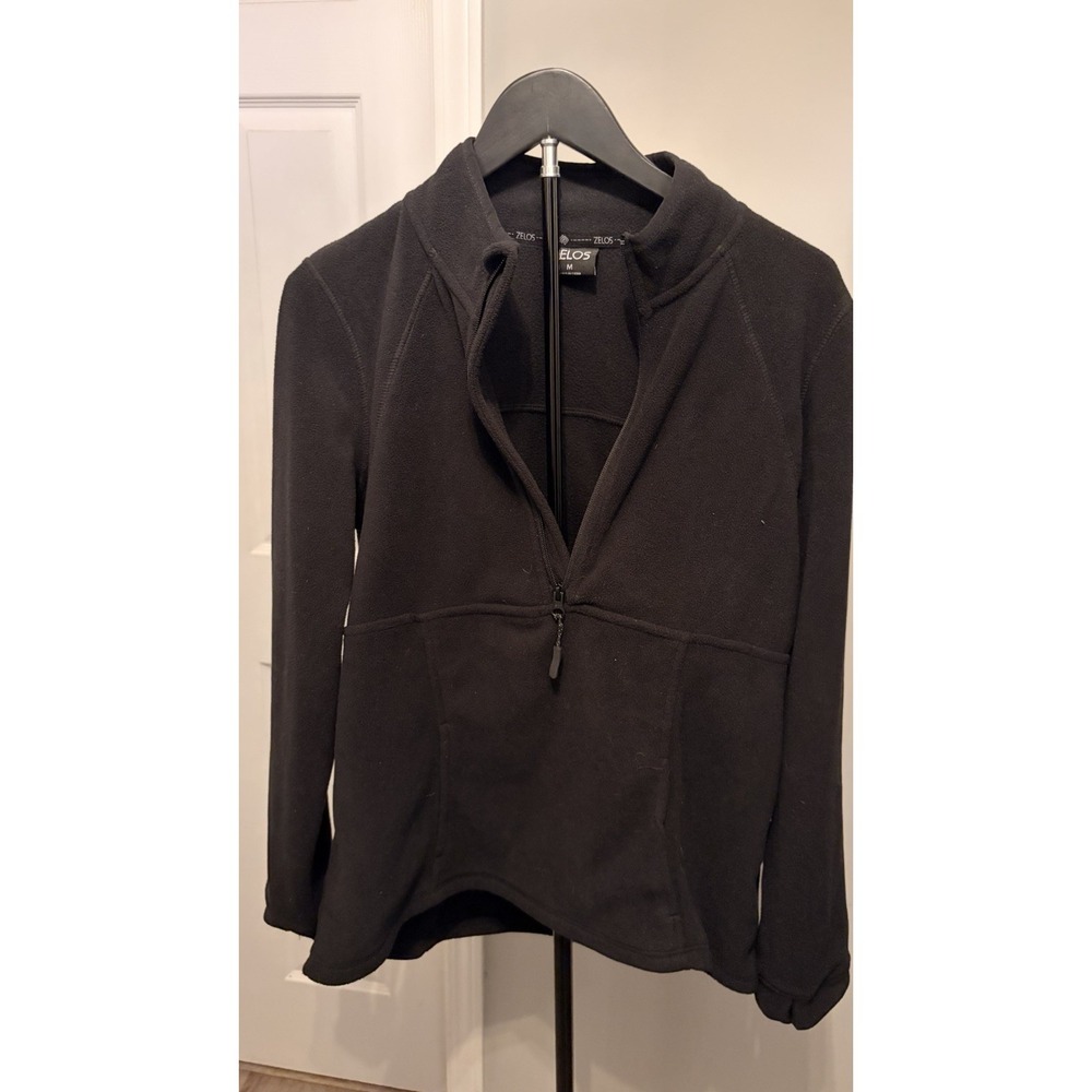 Zelos Black Fleece Half-Zip Pullover Jacket M Mock Neck Activewear Athleisure